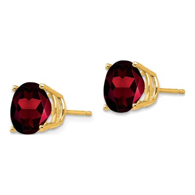 14K Yellow Gold 10mm Garnet Round Stud Earrings – view 2