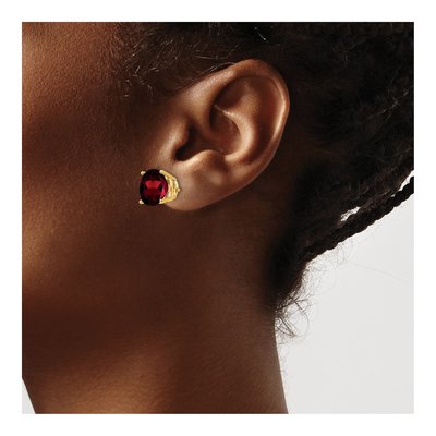 14K Yellow Gold 10mm Garnet Round Stud Earrings – view 3