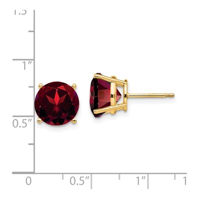 14K Yellow Gold 10mm Garnet Round Stud Earrings – view 4