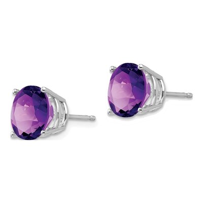 14K White Gold 10mm Amethyst Round Stud Earrings – view 2