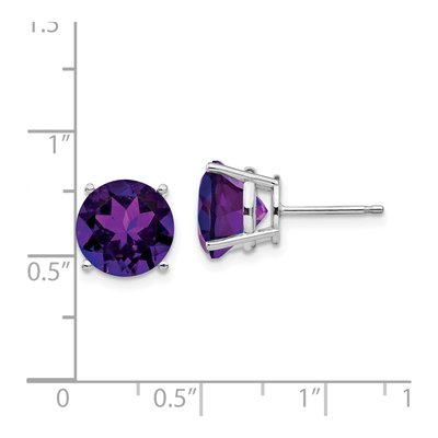 14K White Gold 10mm Amethyst Round Stud Earrings – view 4