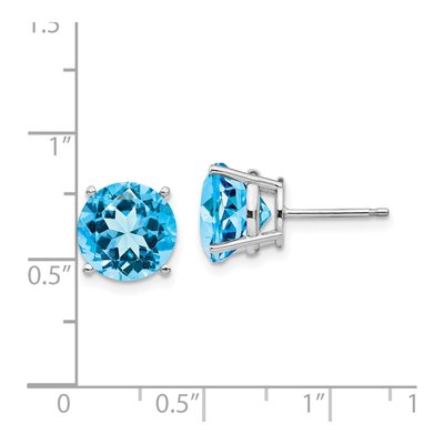 14K White Gold 10mm Swiss Blue Topaz Round Stud Earrings – view 4