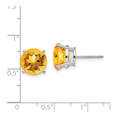 14K White Gold 10mm Citrine Round Stud Earrings – view 4
