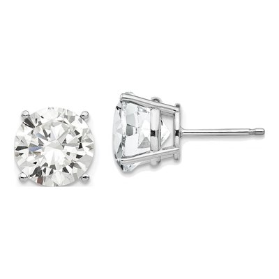 14K White Gold 10mm CZ Round Stud Earrings