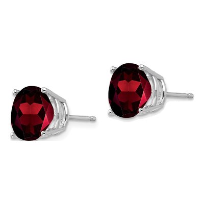 14K White Gold 10mm Garnet Round Stud Earrings – view 2