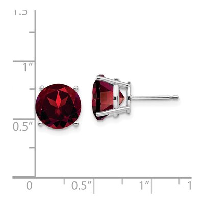 14K White Gold 10mm Garnet Round Stud Earrings – view 4