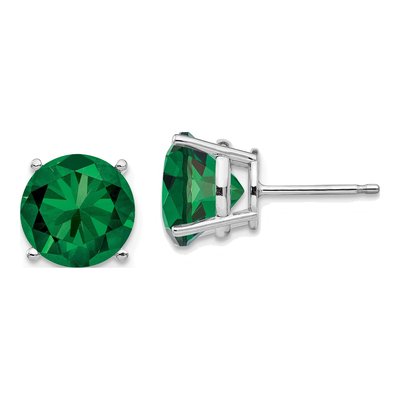 14K White Gold 10mm Round Lab-Created Helenite Mount St Helens Stud Earrings