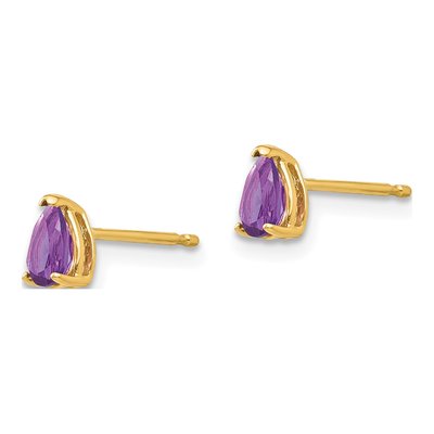 14K Yellow Gold Amethyst Pear Stud Earrings – view 2