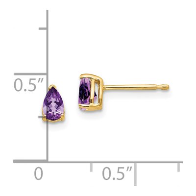 14K Yellow Gold Amethyst Pear Stud Earrings – view 4