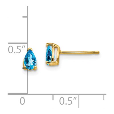 14K Yellow Gold Pear Blue Topaz Post Earrings – view 5