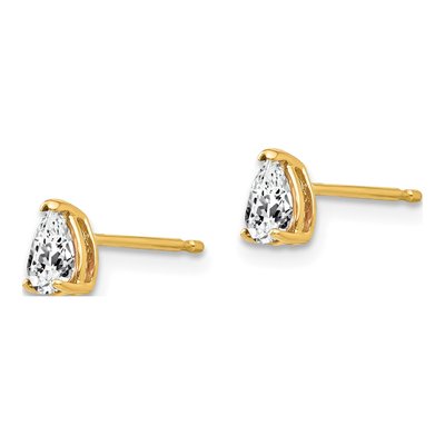 14K Yellow Gold CZ Pear Stud Earrings – view 2