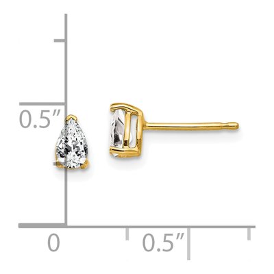 14K Yellow Gold CZ Pear Stud Earrings – view 4