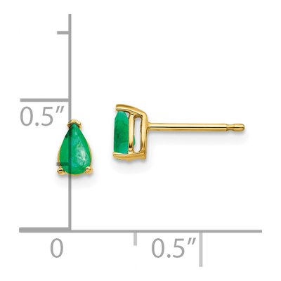 14K Yellow Gold Emerald Pear Stud Earrings – view 5