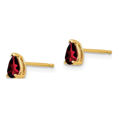 14K Yellow Gold Garnet Pear Stud Earrings – view 2