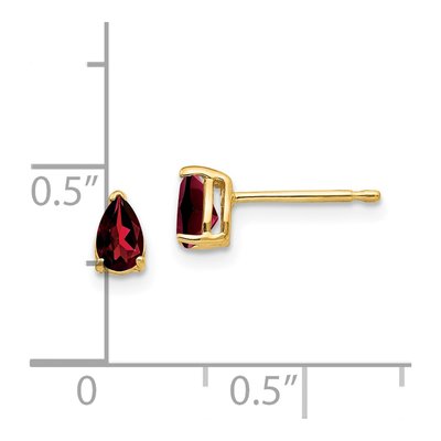 14K Yellow Gold Garnet Pear Stud Earrings – view 4