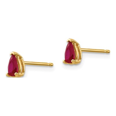 14K Yellow Gold Ruby Pear Stud Earrings – view 2