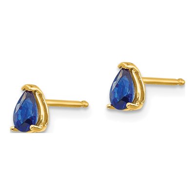 14K Yellow Gold Sapphire Pear Stud Earrings – view 3