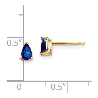 14K Yellow Gold Sapphire Pear Stud Earrings – view 5
