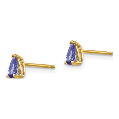 14K Yellow Gold Tanzanite Pear Stud Earrings – view 2