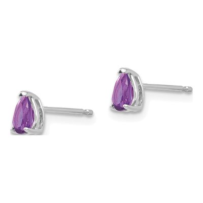 14K White Gold Amethyst Pear Stud Earrings – view 2