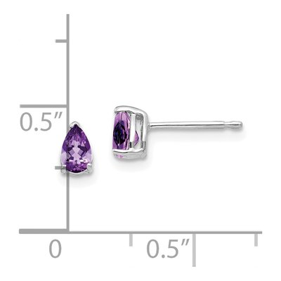 14K White Gold Amethyst Pear Stud Earrings – view 4