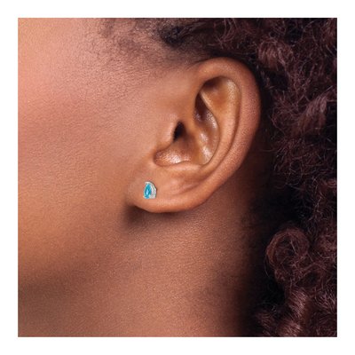 14K White Gold Swiss Blue Topaz Pear Stud Earrings – view 3