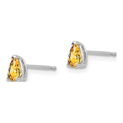 14K White Gold Citrine Pear Stud Earrings – view 2