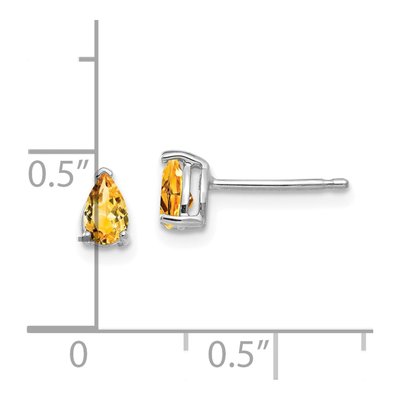 14K White Gold Citrine Pear Stud Earrings – view 4