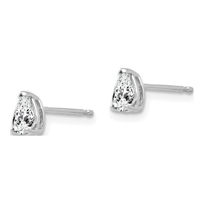 14K White Gold CZ Pear Stud Earrings – view 2