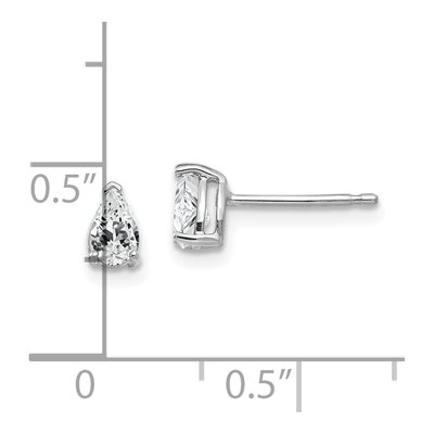 14K White Gold CZ Pear Stud Earrings – view 4