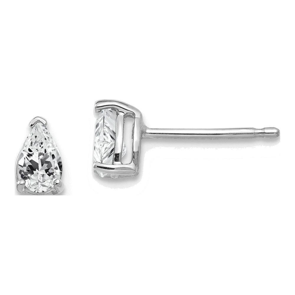 14K White Gold Pear CZ Stud Earrings