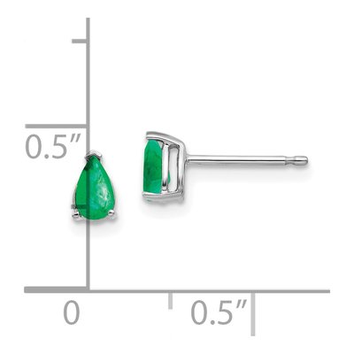 14K White Gold Emerald Pear Stud Earrings – view 5