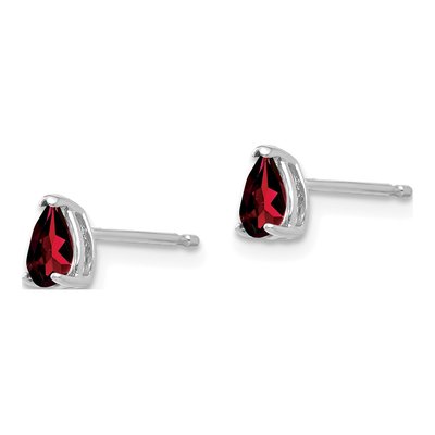 14K White Gold Garnet Pear Stud Earrings – view 2