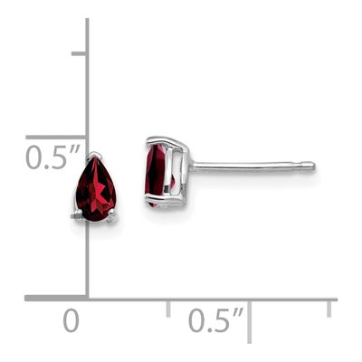 14K White Gold Garnet Pear Stud Earrings – view 4