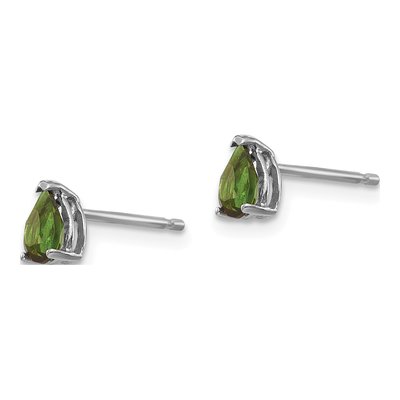 14K White Gold Pear Green Tourmaline Stud Earrings – view 2