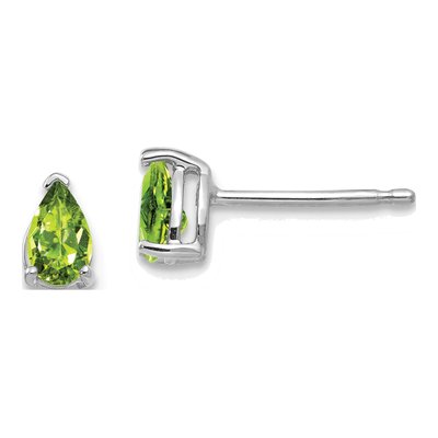 14K White Gold Peridot Pear Stud Earrings