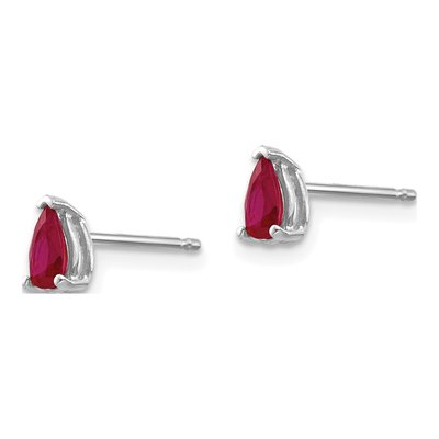 14K White Gold Ruby Pear Stud Earrings – view 3