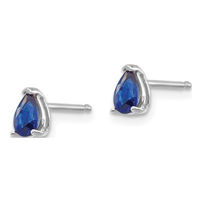 14K White Gold Sapphire Pear Stud Earrings – view 2