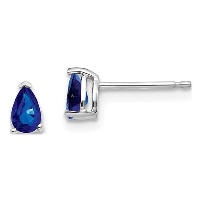 14K White Gold Sapphire Pear Stud Earrings