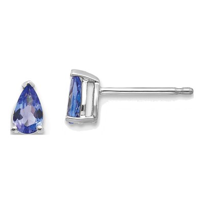 14K White Gold Tanzanite Pear Stud Earrings
