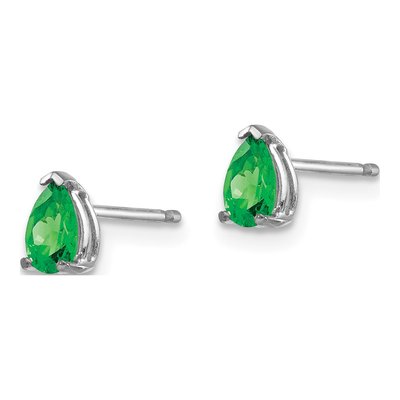 14K White Gold Tsavorite Garnet Pear Stud Earrings – view 2