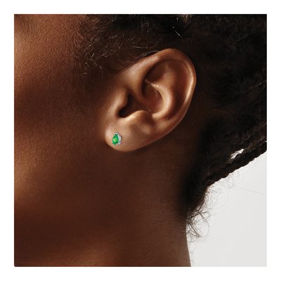 14K White Gold Tsavorite Garnet Pear Stud Earrings – view 3