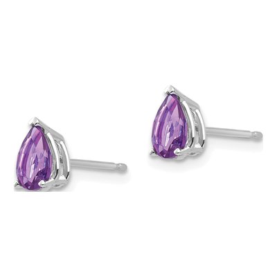 14K White Gold Amethyst Pear Stud Earrings – view 3