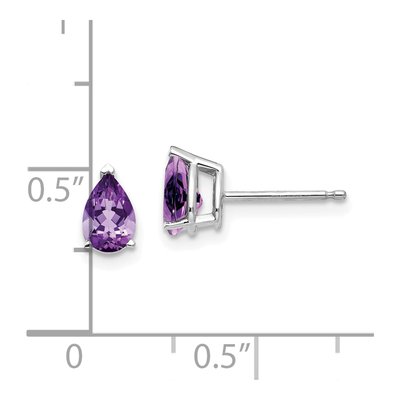 14K White Gold Amethyst Pear Stud Earrings – view 5