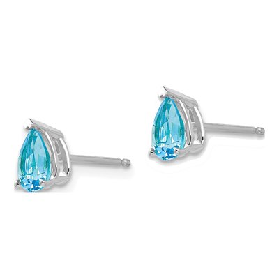 14K White Gold Swiss Blue Topaz Pear Stud Earrings – view 2