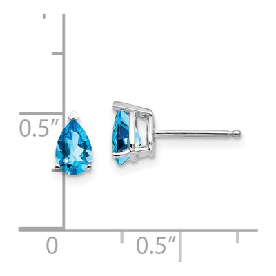 14K White Gold Swiss Blue Topaz Pear Stud Earrings – view 4
