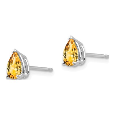 14K White Gold Citrine Pear Stud Earrings – view 2