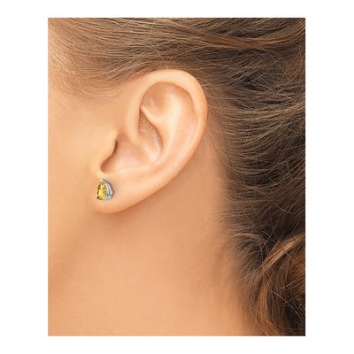 14K White Gold Citrine Pear Stud Earrings – view 3