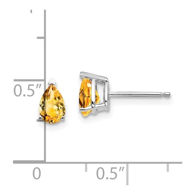 14K White Gold Citrine Pear Stud Earrings – view 4