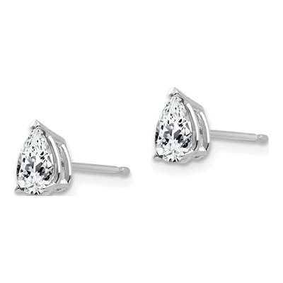 14K White Gold CZ Pear Stud Earrings – view 2